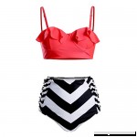 ORsuis Women High Waisted Swimsuits 2 Piece Flounce Top Bathing Suits Bikini Red B07BV9NXT6